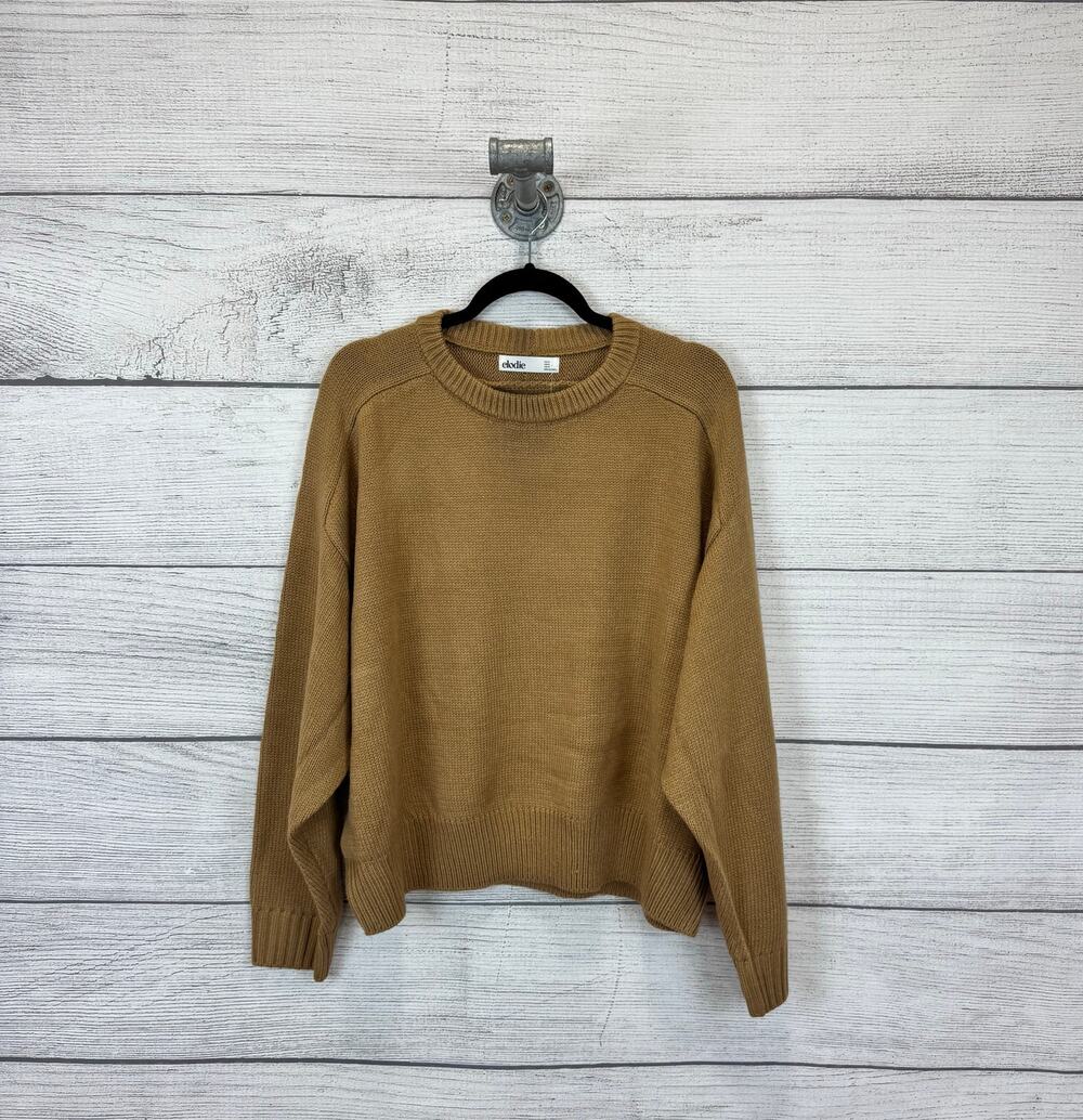 Elodie Women's Tan Crewneck Fall Crop Basic Sweater Size XL